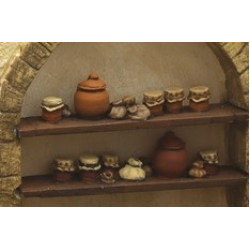 Shelves with jars and spices