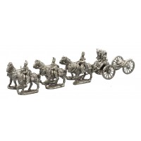 Artillery train team with six horses and cannon