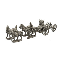 Artillery train team with four horses and cannon