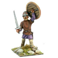 Saxon or Norman warrior with shield and sword.