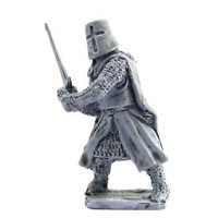 Dismounted Teutonic Knight fighting with sword.