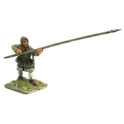 Infantryman  with hood and lance, weapon pointed forward