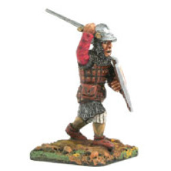 Infantryman, with quilted body-armoured , iron cap and sword, at