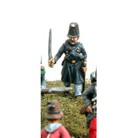 Officer of the fuciliers in campaign dress, in attack march.
